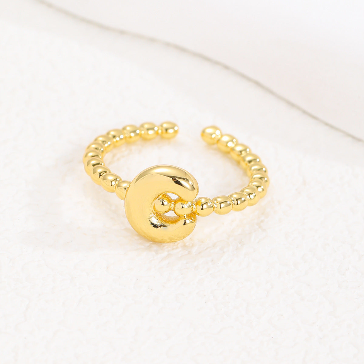 Statement Lady 18K Gold Glossy Brass Balloon Letter Ring