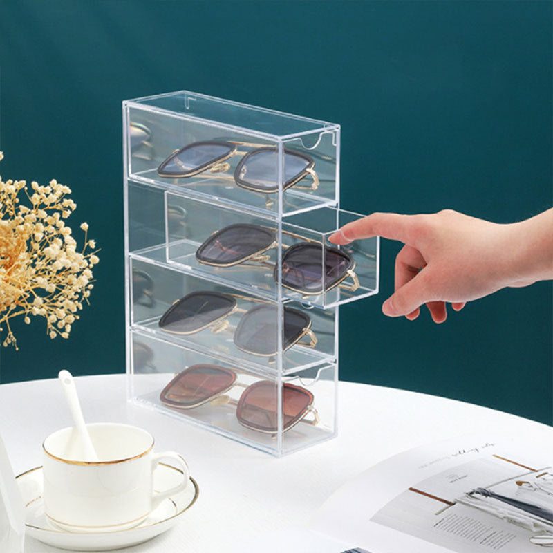 Snazzy Acrylic Stackable Four-drawer Glasses Storage Box