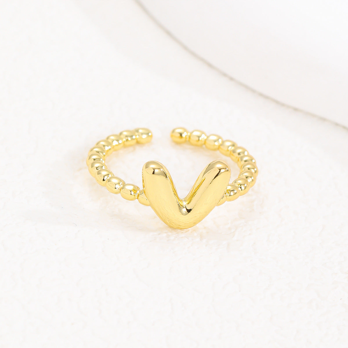 Statement Lady 18K Gold Glossy Brass Balloon Letter Ring