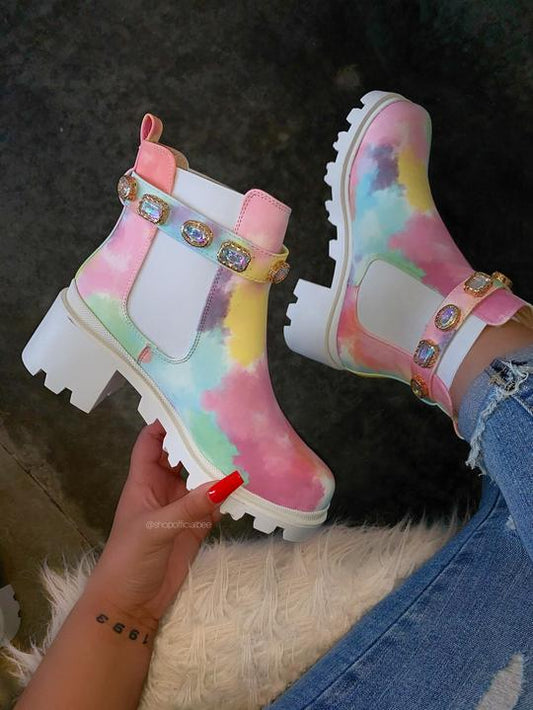 psychedelic ankle boots