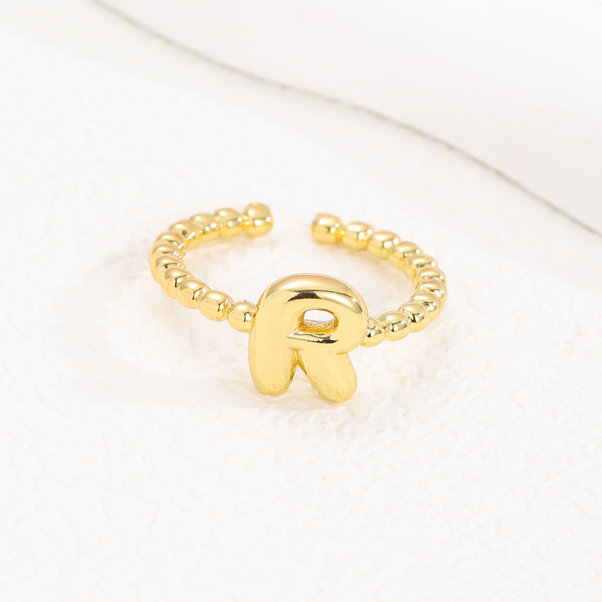 Statement Lady 18K Gold Glossy Brass Balloon Letter Ring