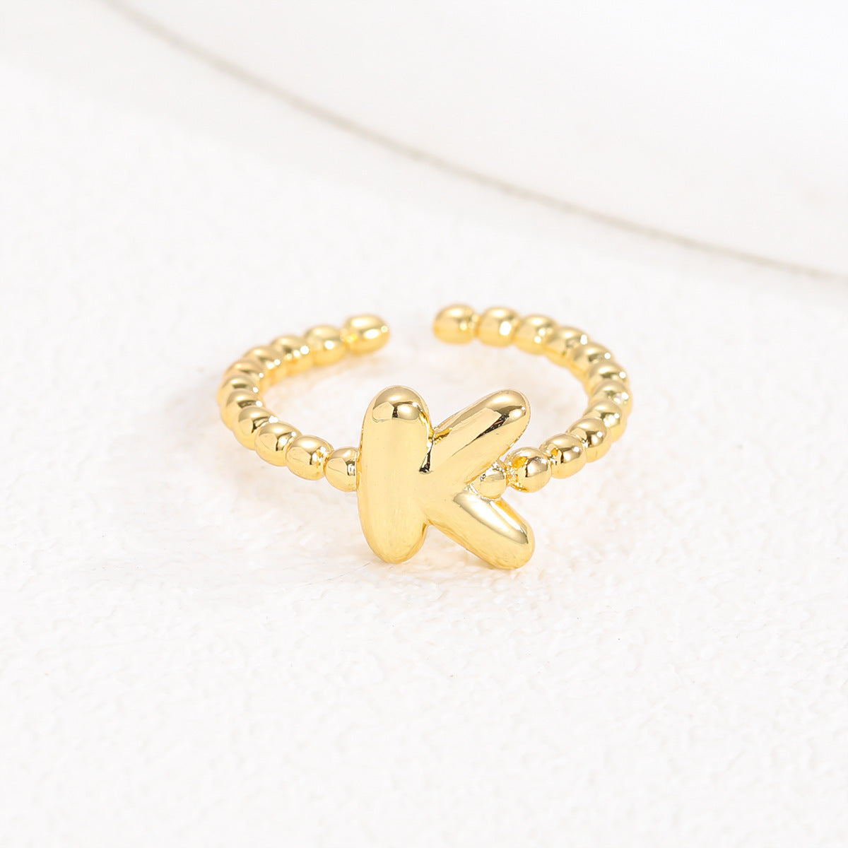 Statement Lady 18K Gold Glossy Brass Balloon Letter Ring