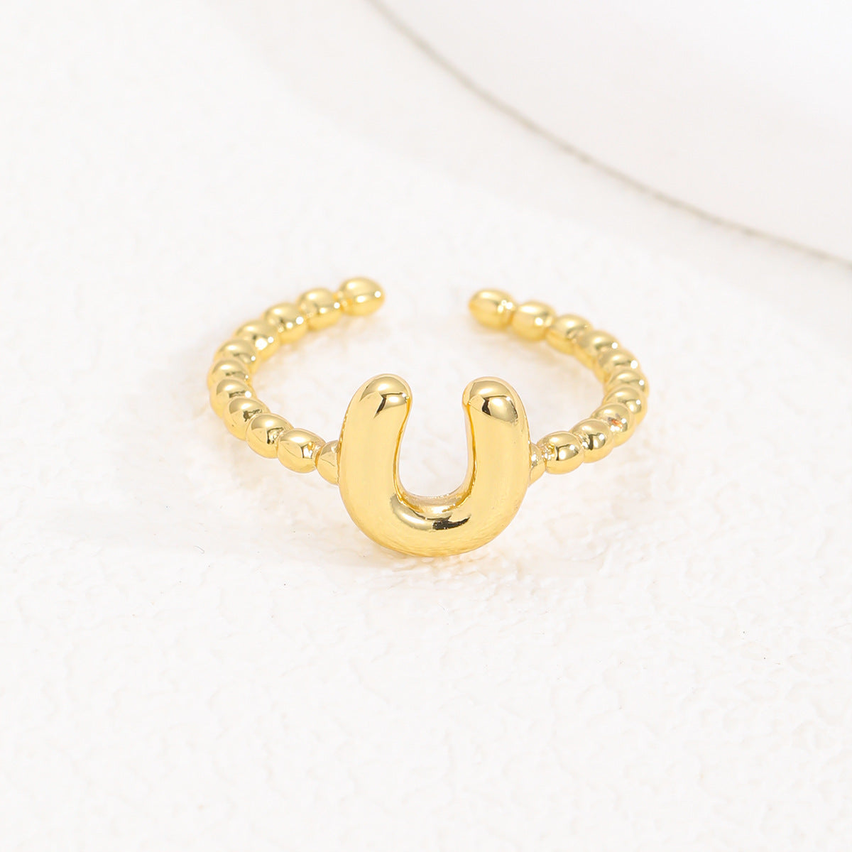 Statement Lady 18K Gold Glossy Brass Balloon Letter Ring