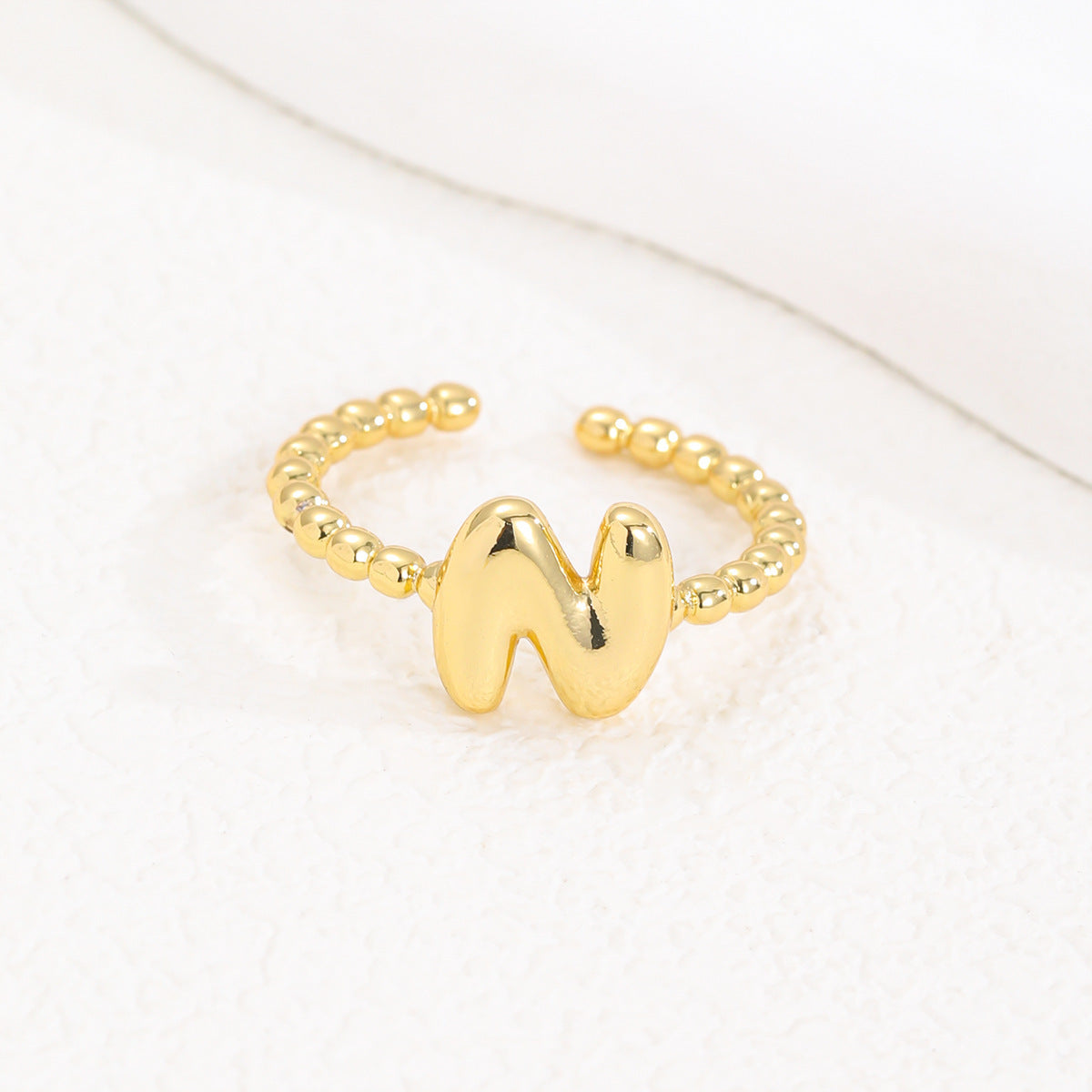 Statement Lady 18K Gold Glossy Brass Balloon Letter Ring