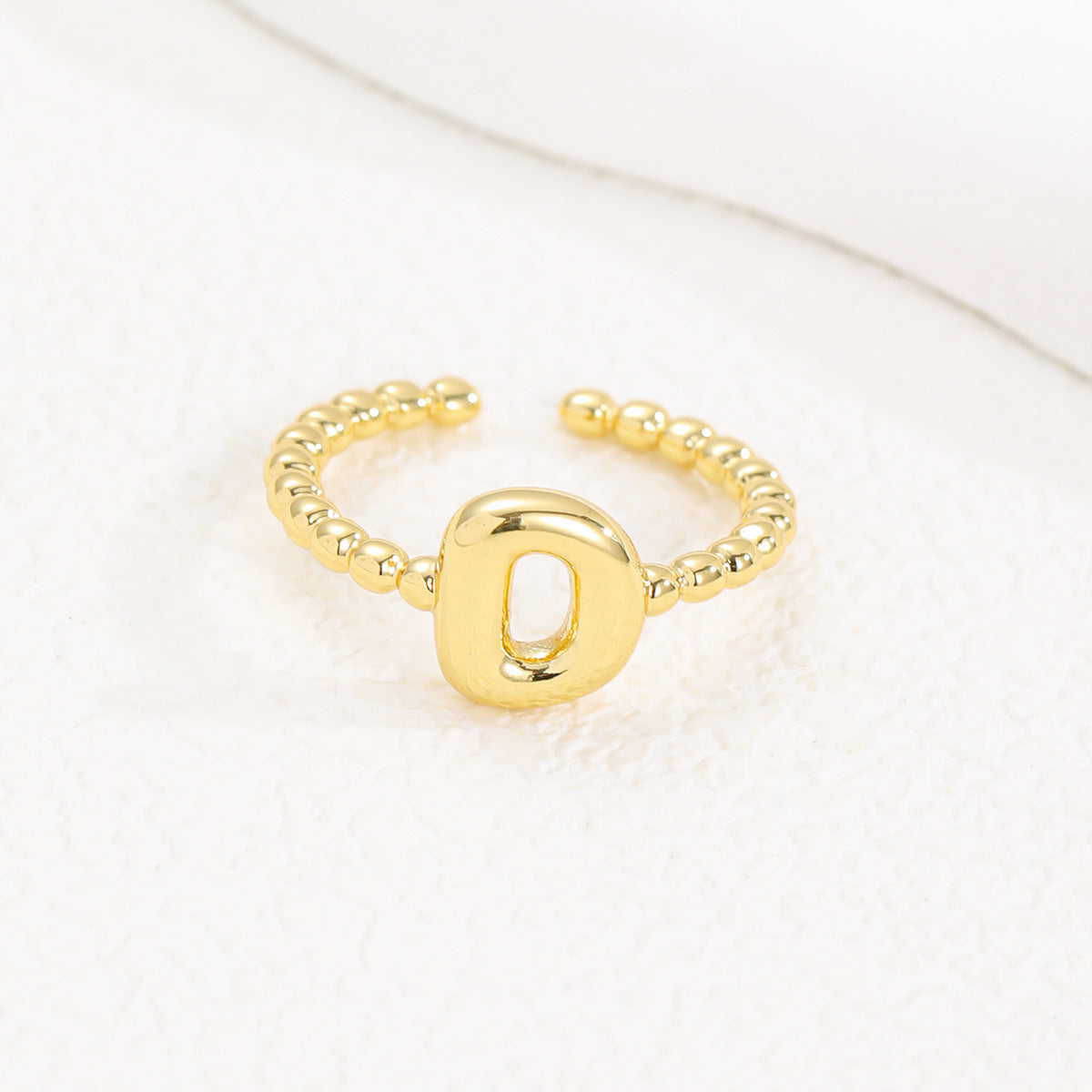 Statement Lady 18K Gold Glossy Brass Balloon Letter Ring