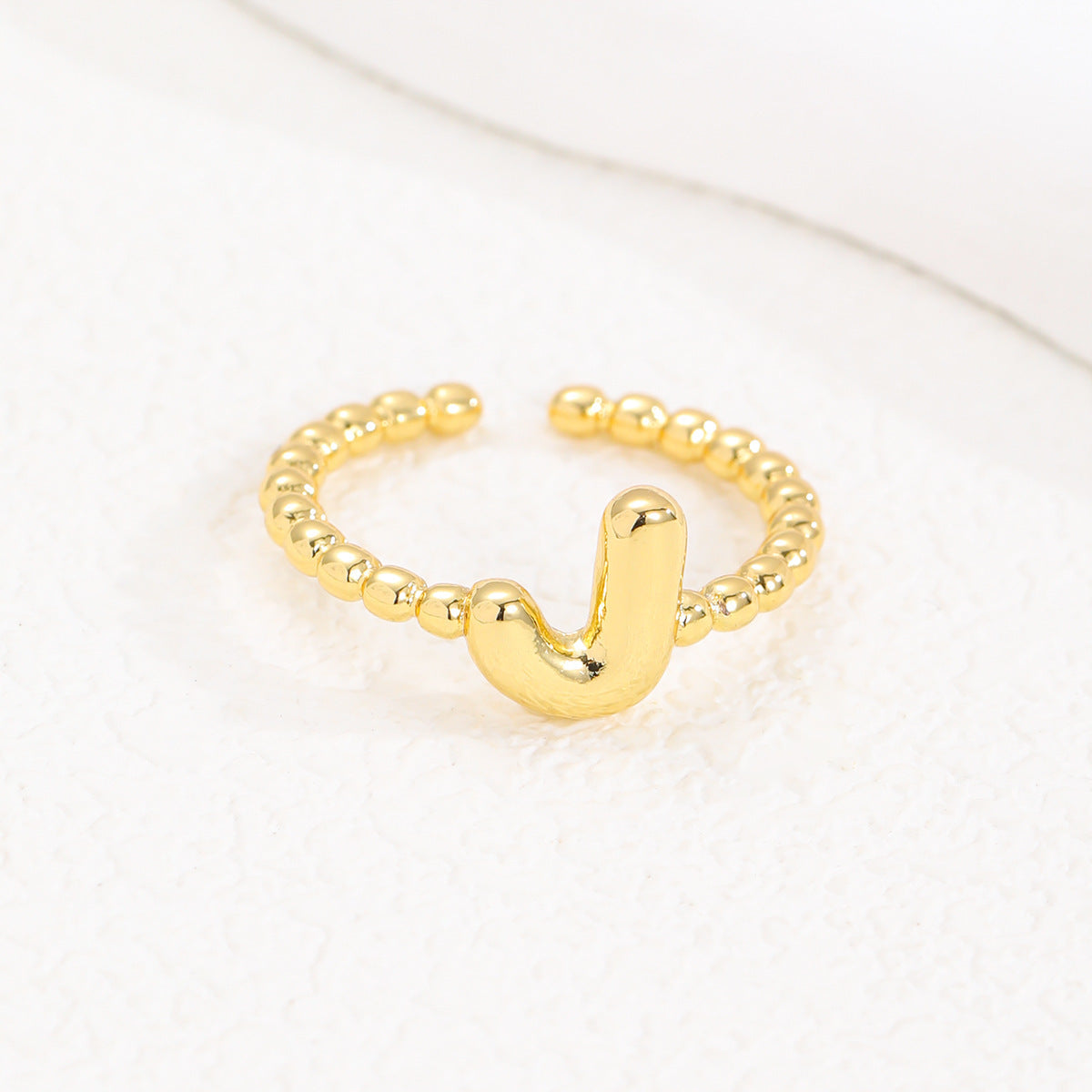 Statement Lady 18K Gold Glossy Brass Balloon Letter Ring