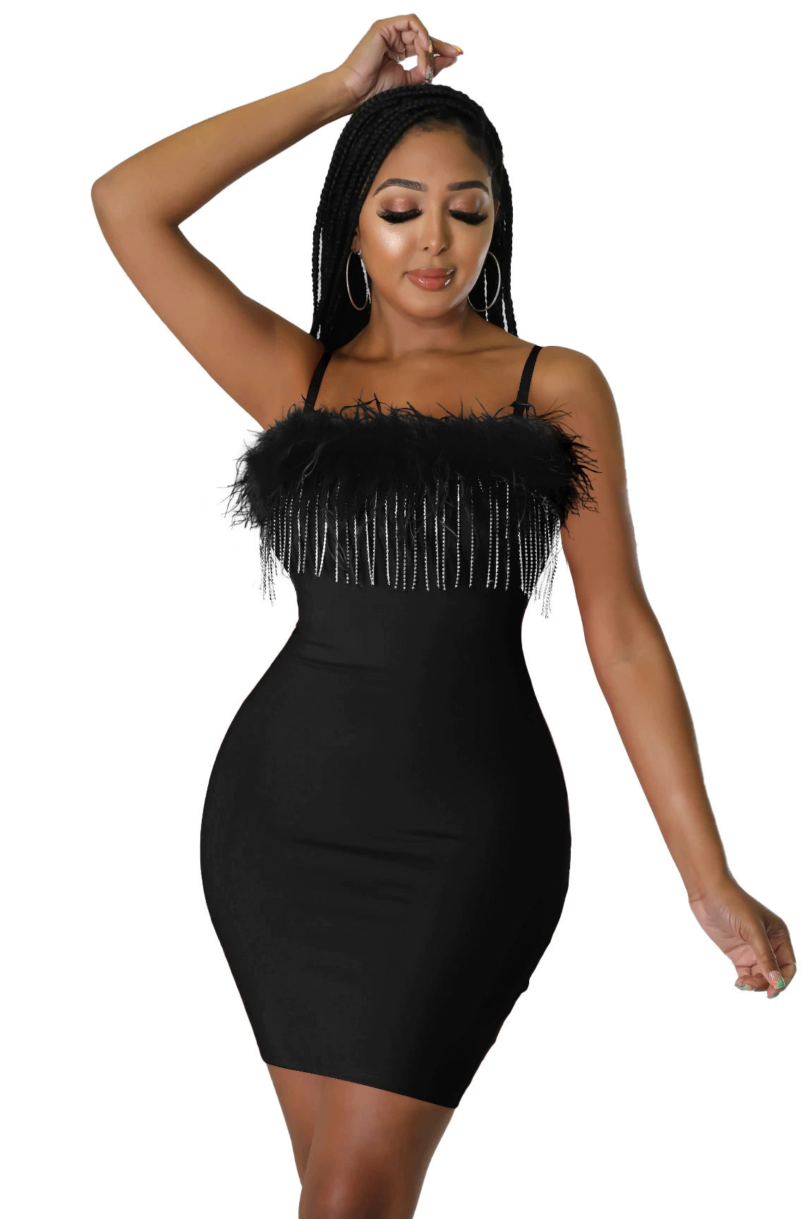 Black & a Hint Cut-out Mini Evening Dress