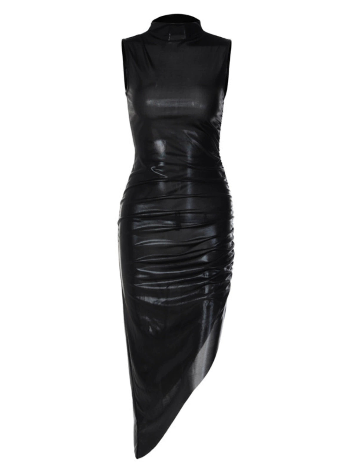 Black & a Hint Faux Leather One Step Dress