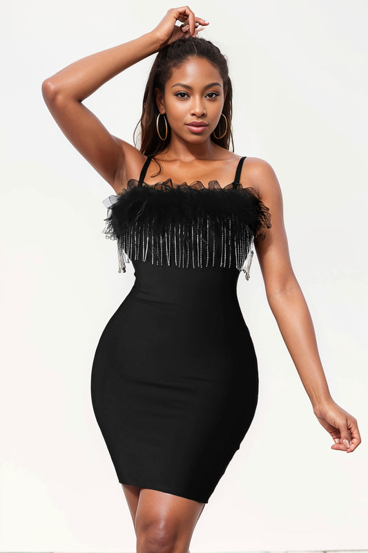 Black & a Hint Cut-out Mini Evening Dress