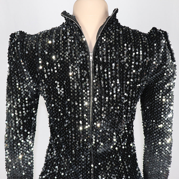 Black & a Hint Women's Elegant Sequin Dress