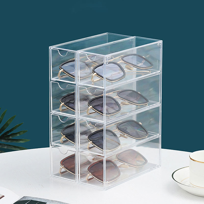 Snazzy Acrylic Stackable Four-drawer Glasses Storage Box