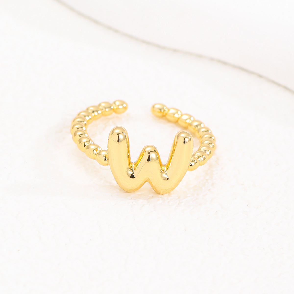 Statement Lady 18K Gold Glossy Brass Balloon Letter Ring