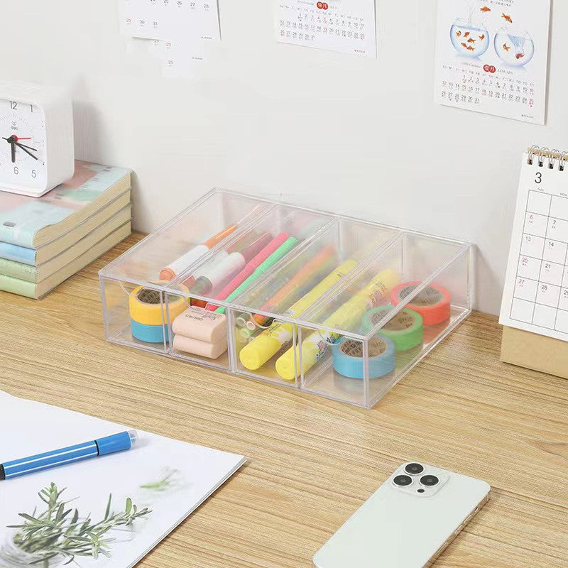 Snazzy Acrylic Stackable Four-drawer Glasses Storage Box