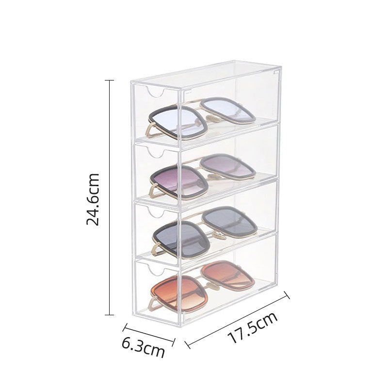 Snazzy Acrylic Stackable Four-drawer Glasses Storage Box