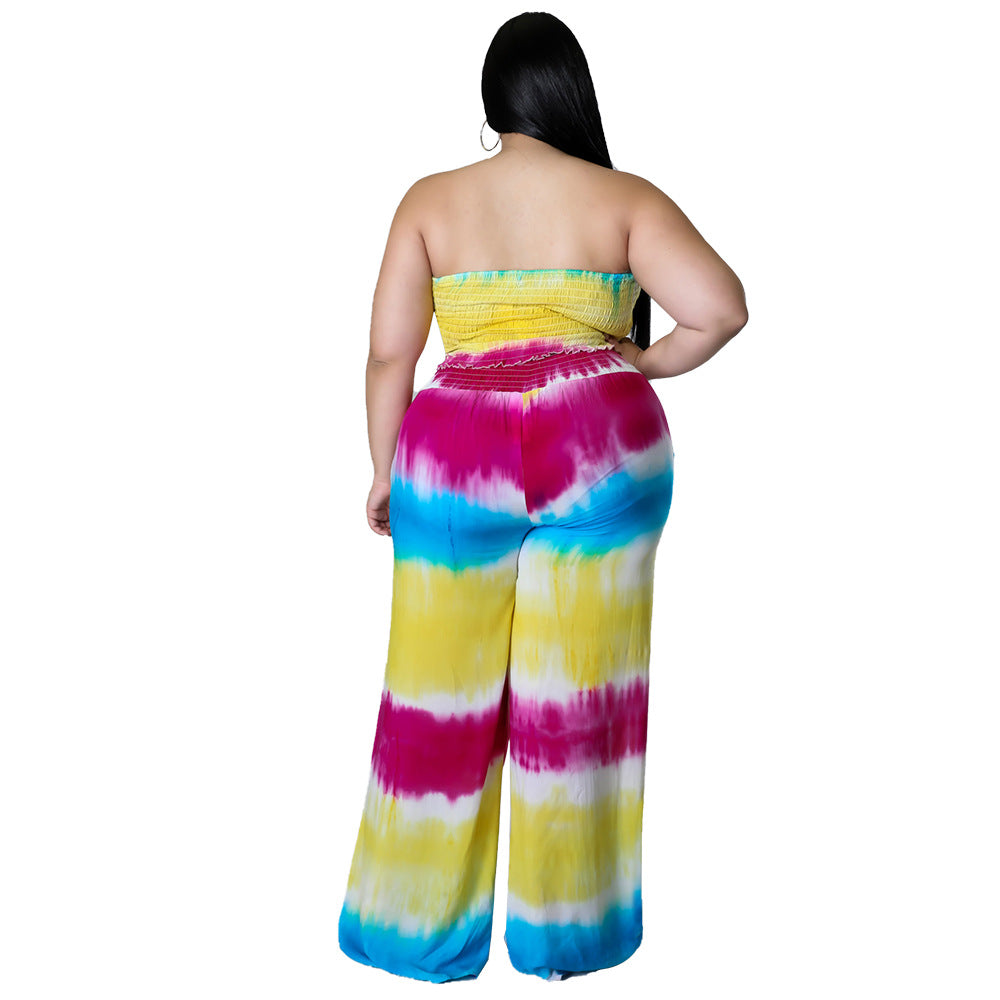 Sensational Essentials Tie-dye Chest-wrapped Two-piece Suit