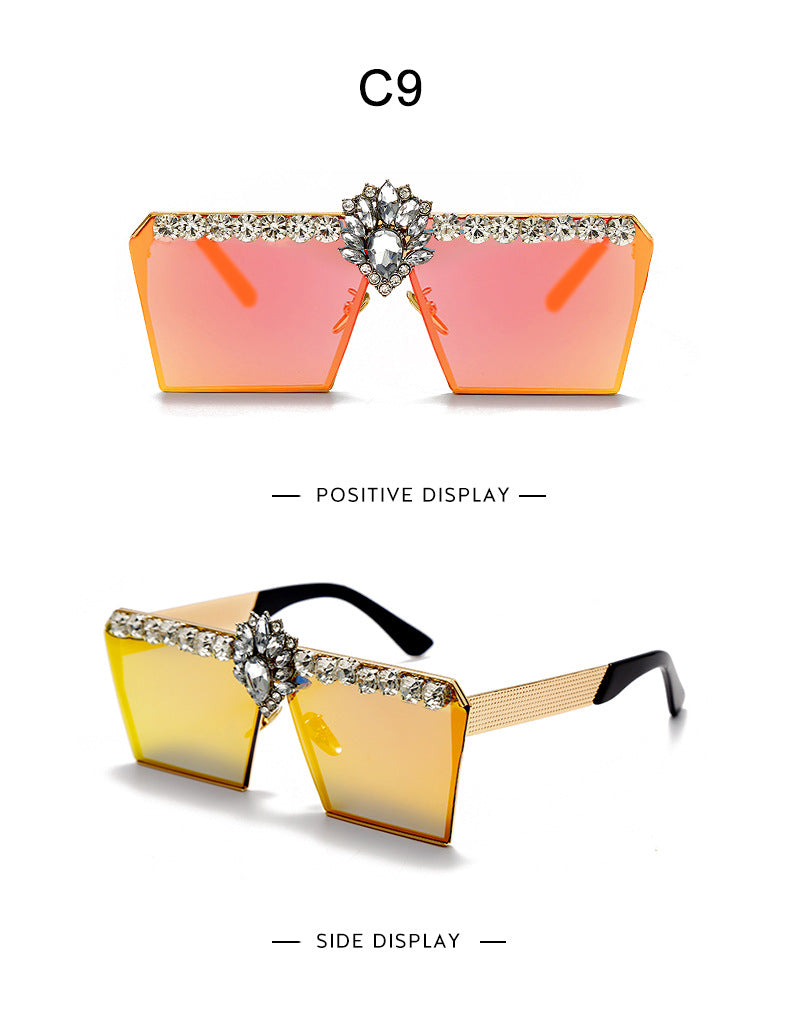 Spectacles On Ladies Diamond Fashion Square Sunglasses