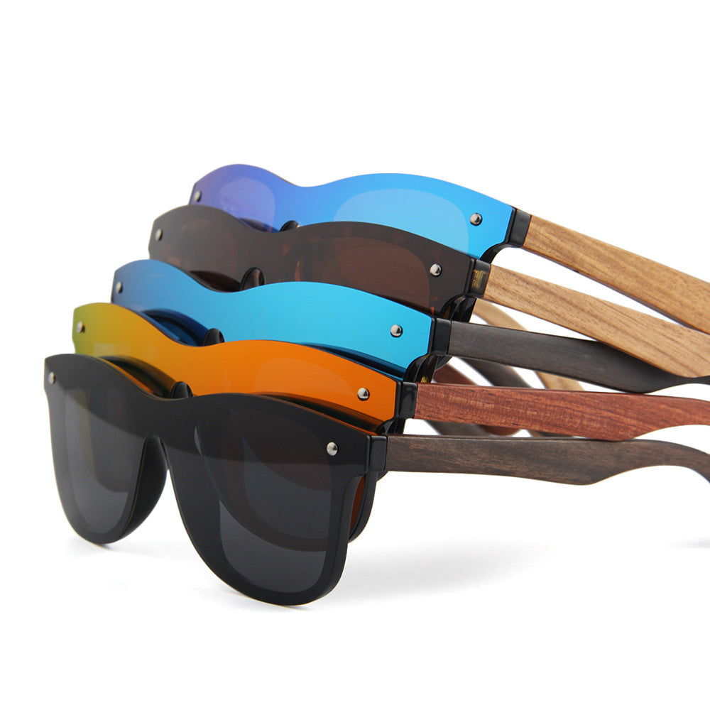 Spectacles On Natural Bamboo Wooden Sunglasses