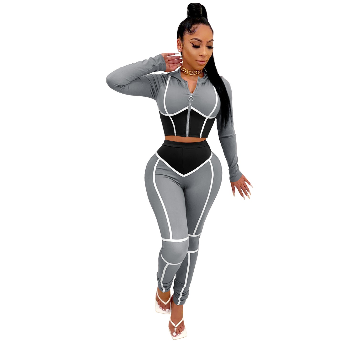 Sudoriferous Essentials Hooded Two-Piece Fitting Sports Suit