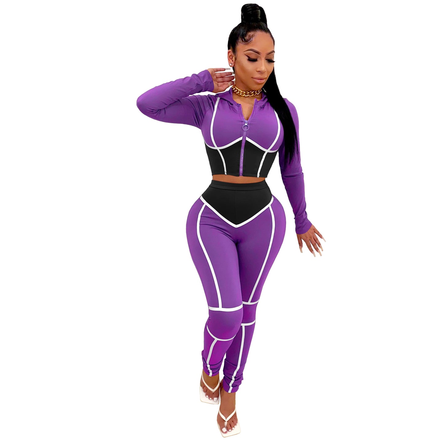 Sudoriferous Essentials Hooded Two-Piece Fitting Sports Suit