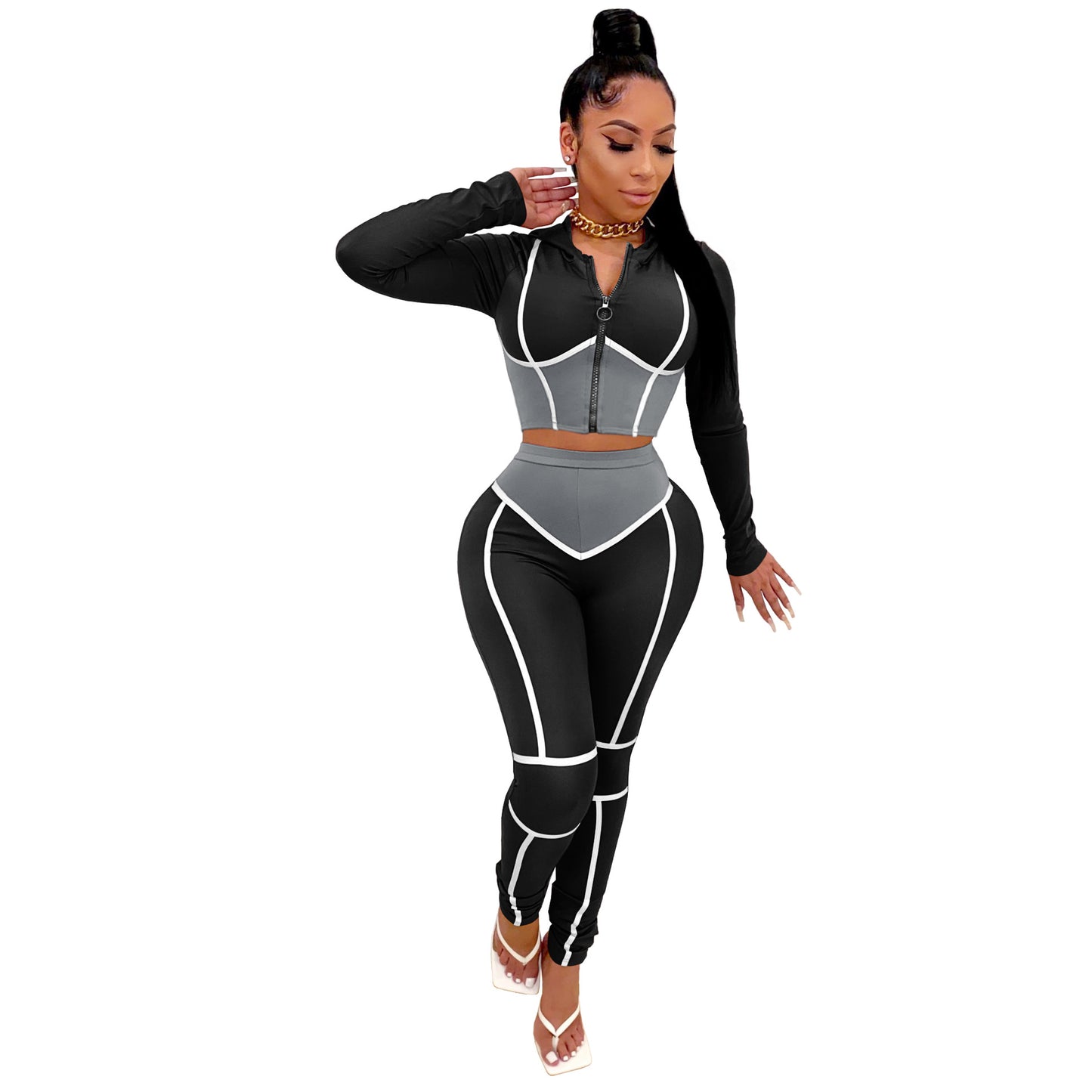 Sudoriferous Essentials Hooded Two-Piece Fitting Sports Suit