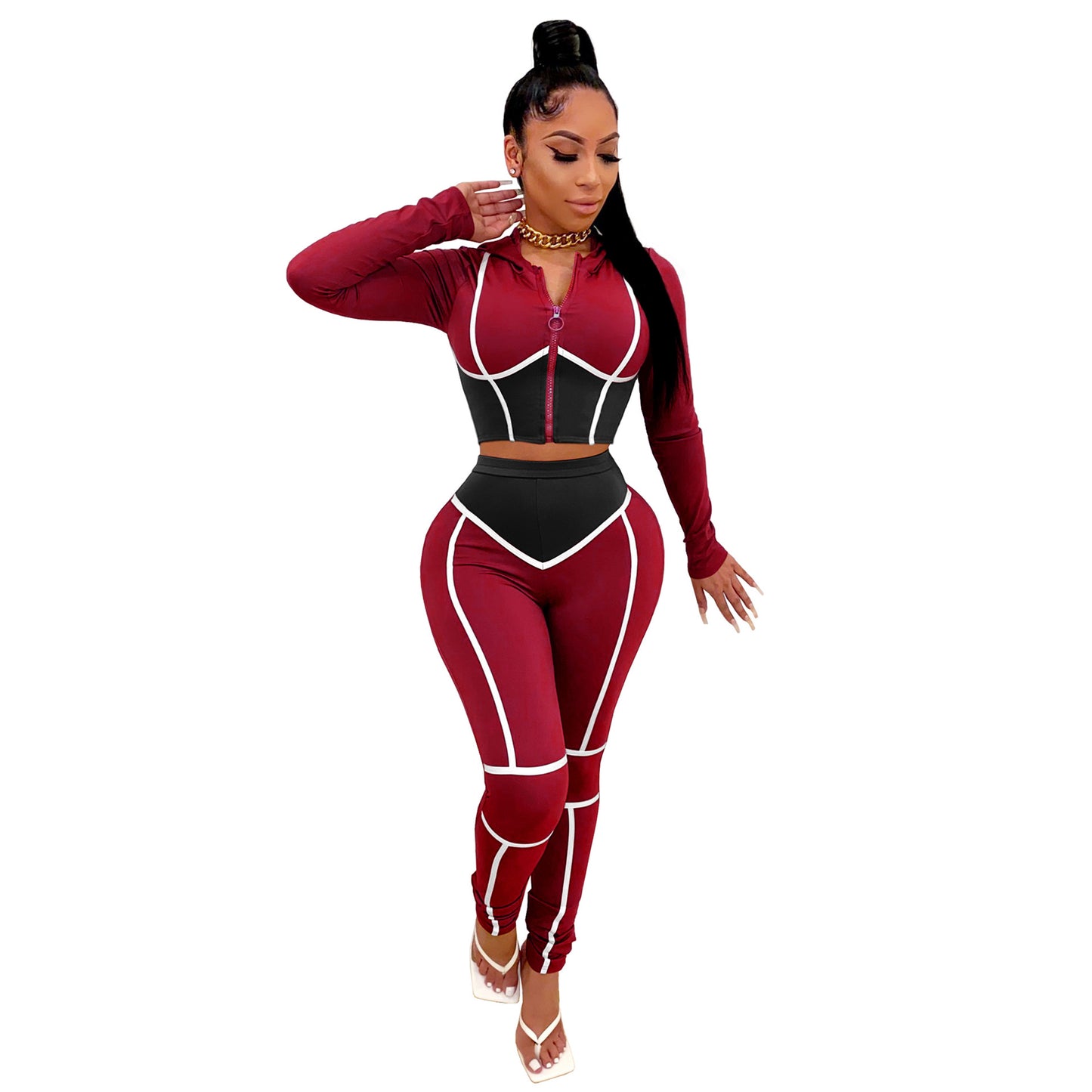 Sudoriferous Essentials Hooded Two-Piece Fitting Sports Suit