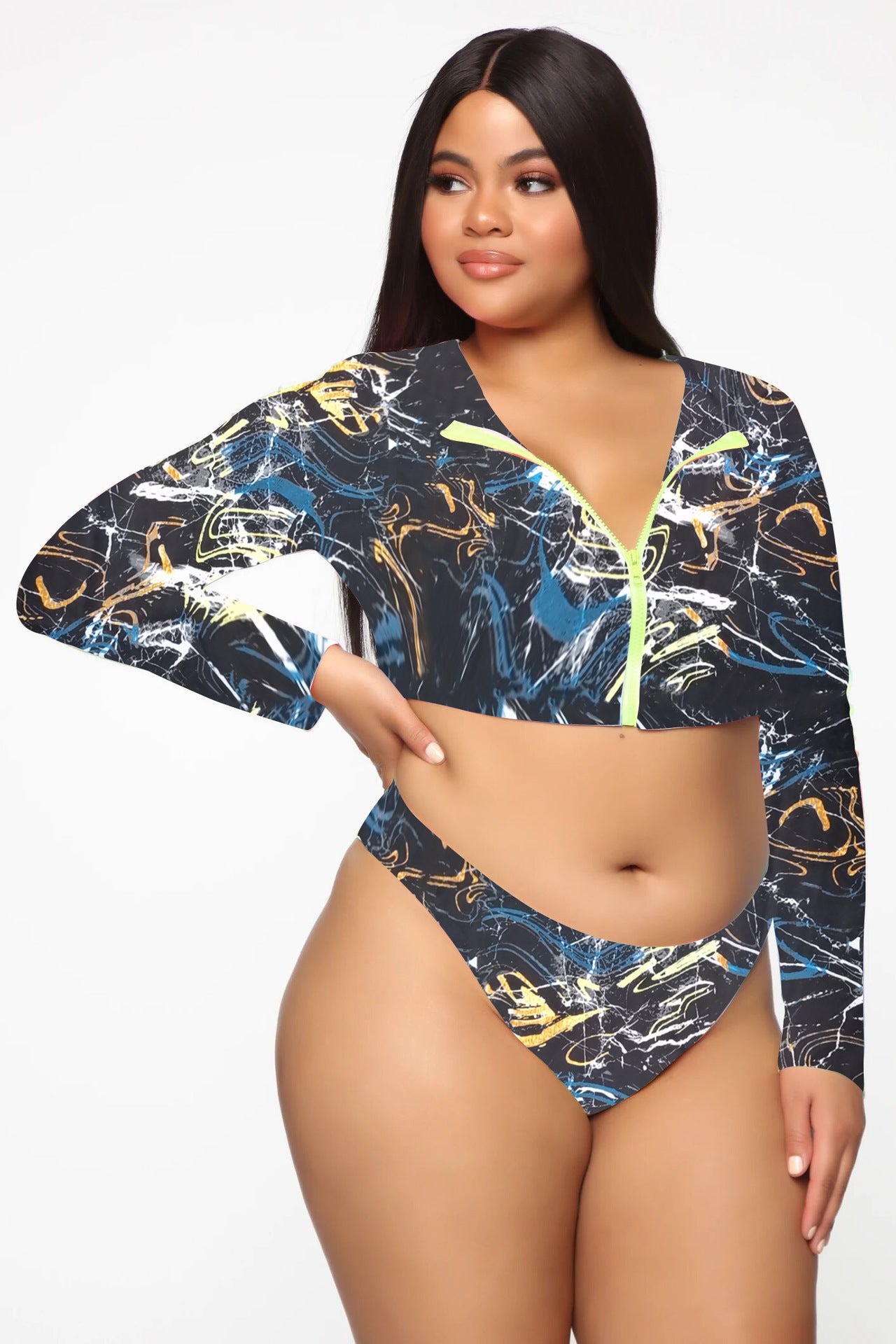 Succulence Collection Long Sleeve Colorful Sexy Swimsuit