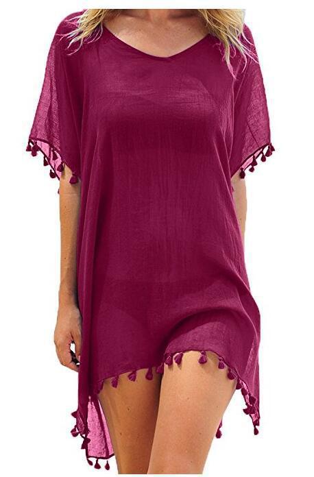 Succulence Collection Loose Chiffon Summer Beach Tunic Cover-Up