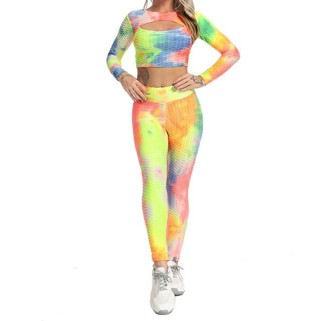 Sudoriferous Essentials Long-sleeved Tie-dye Sports Fitness Suit