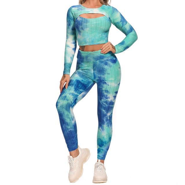 Sudoriferous Essentials Long-sleeved Tie-dye Sports Fitness Suit