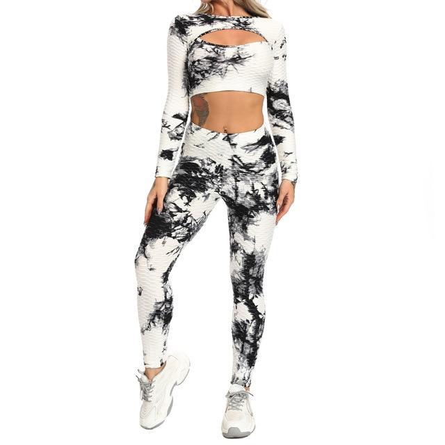 Sudoriferous Essentials Long-sleeved Tie-dye Sports Fitness Suit