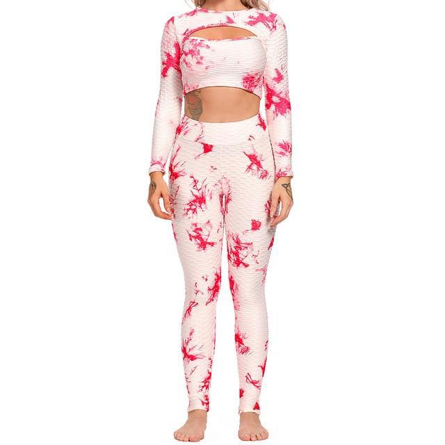 Sudoriferous Essentials Long-sleeved Tie-dye Sports Fitness Suit