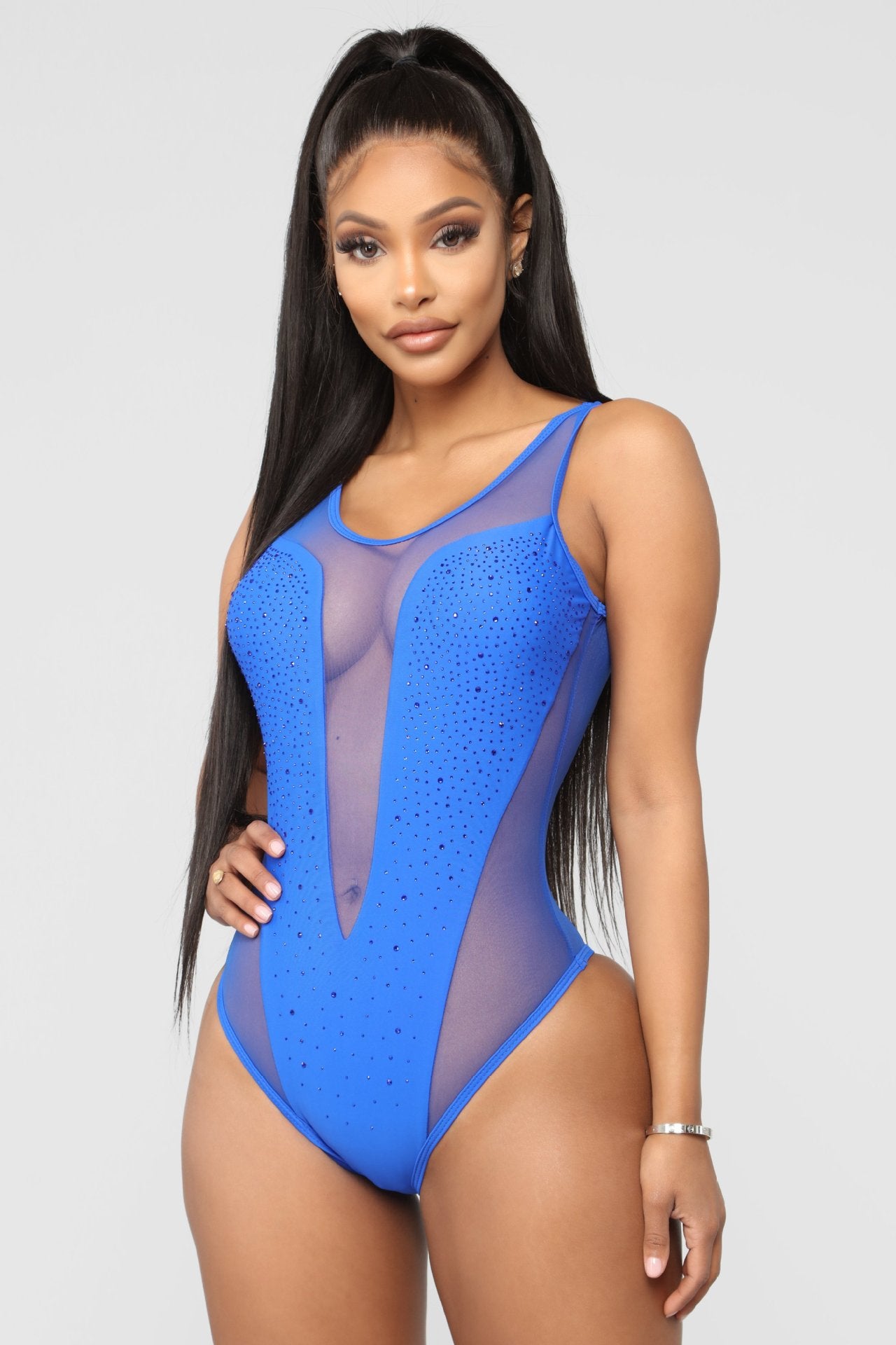 Succulence Collection One Piece Mesh Backless Bathing Suit