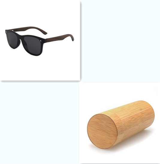 Spectacles On Natural Bamboo Wooden Sunglasses