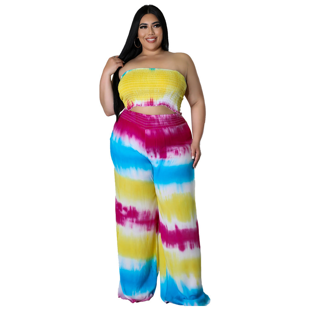 Sensational Essentials Tie-dye Chest-wrapped Two-piece Suit