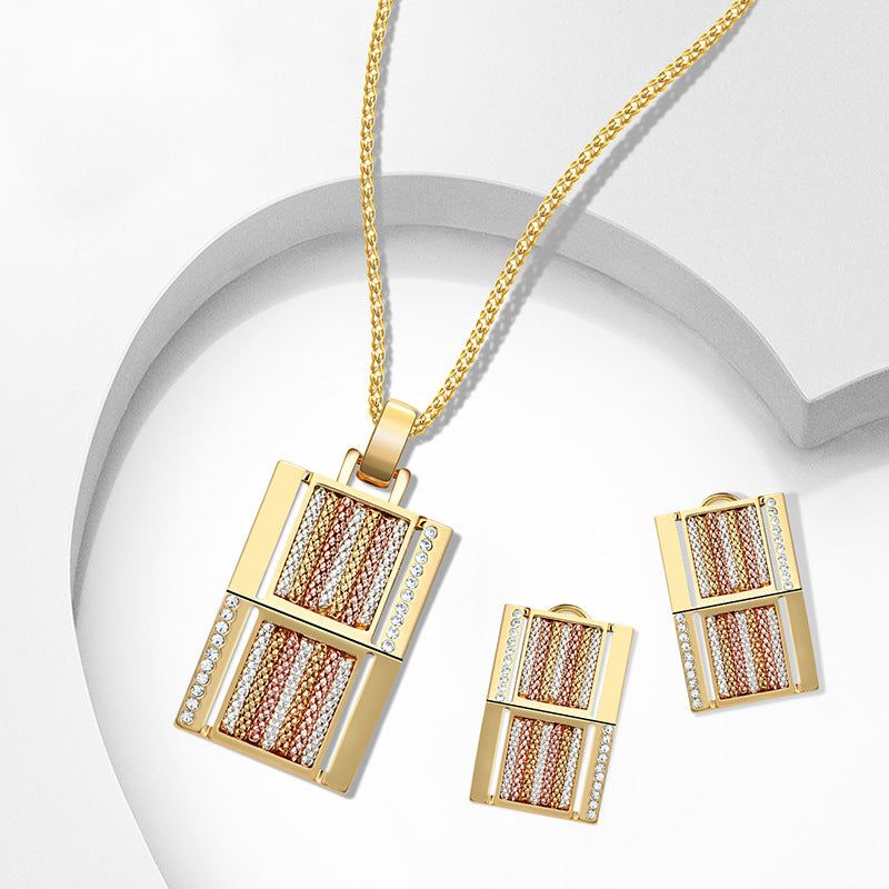 Statement Lady Exaggerated Square Two-piece Jewelry Set