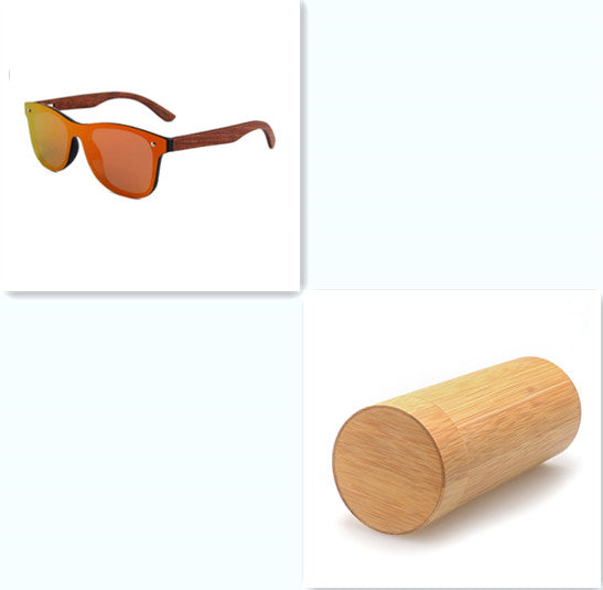 Spectacles On Natural Bamboo Wooden Sunglasses