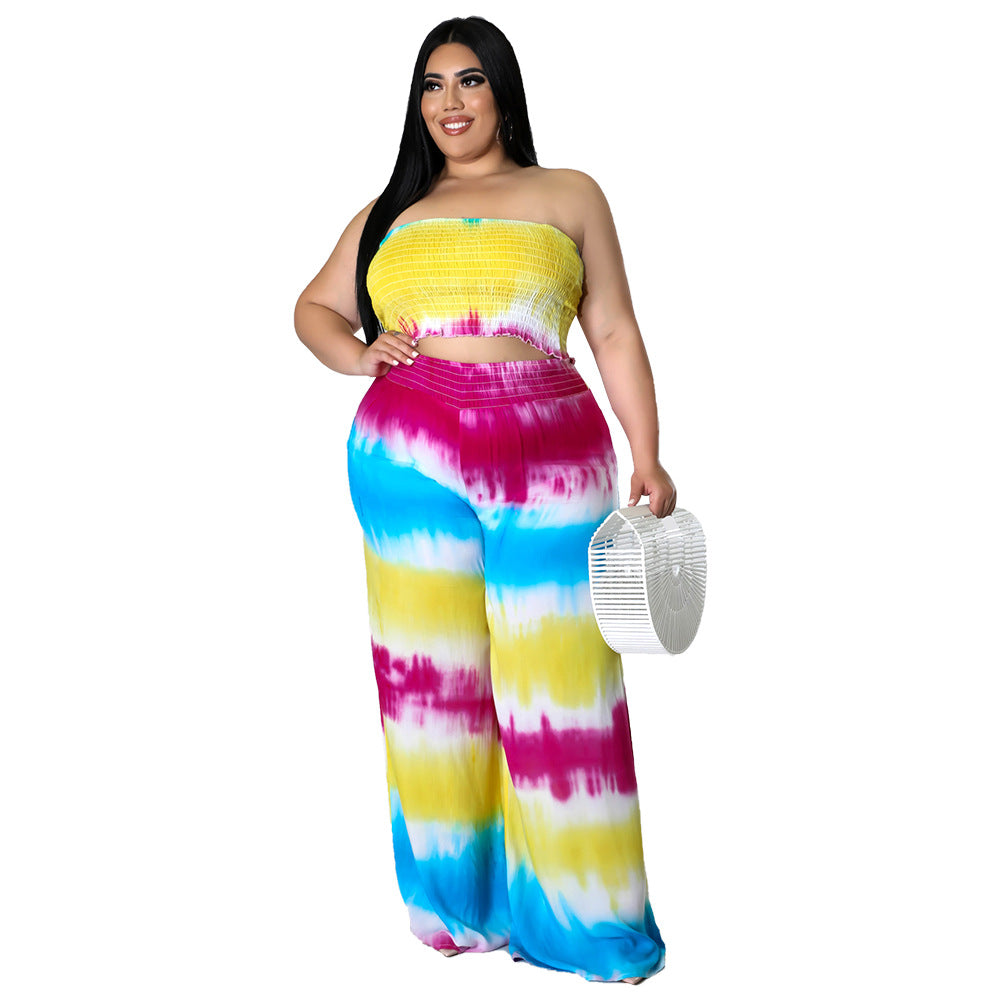 Sensational Essentials Tie-dye Chest-wrapped Two-piece Suit