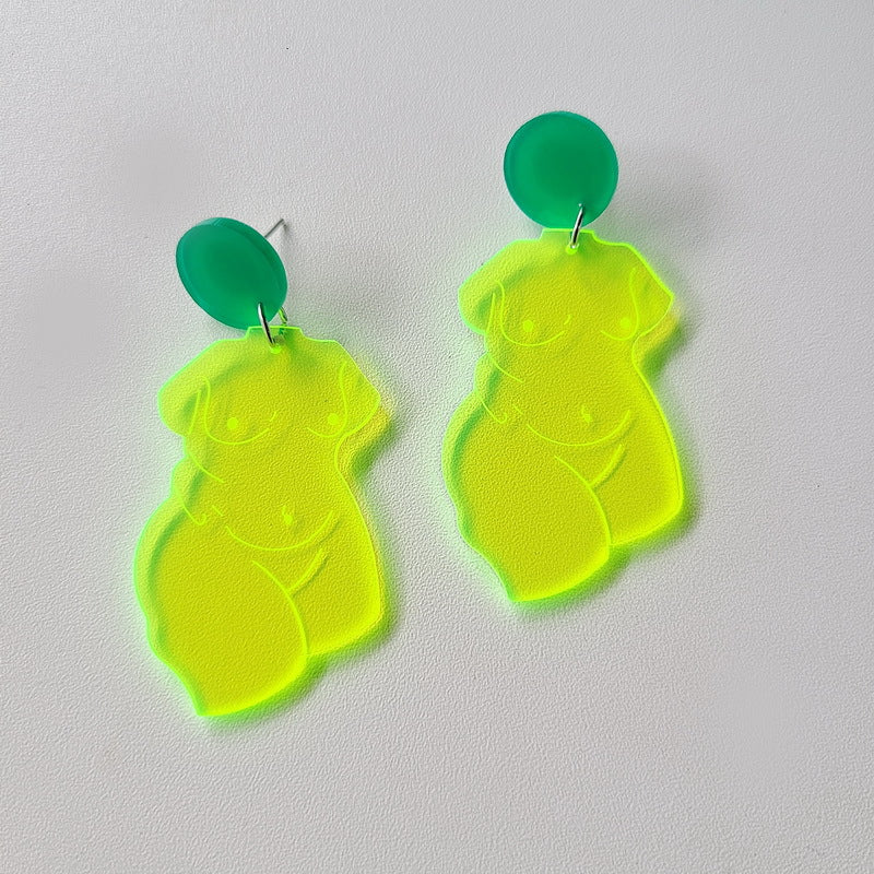 Statement Lady Acrylic Jewelry Body Shaped Earrings