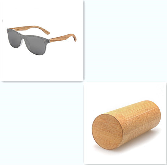 Spectacles On Natural Bamboo Wooden Sunglasses