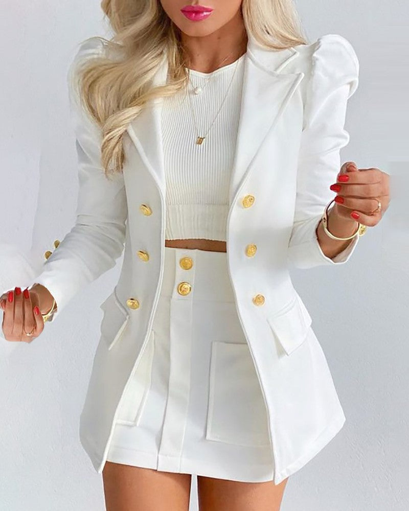 Sensational Essentials Fashion Solid Color Casual Suit