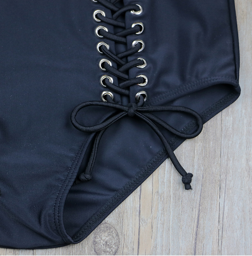 Black & a Hint High Waisted Bathing Suit