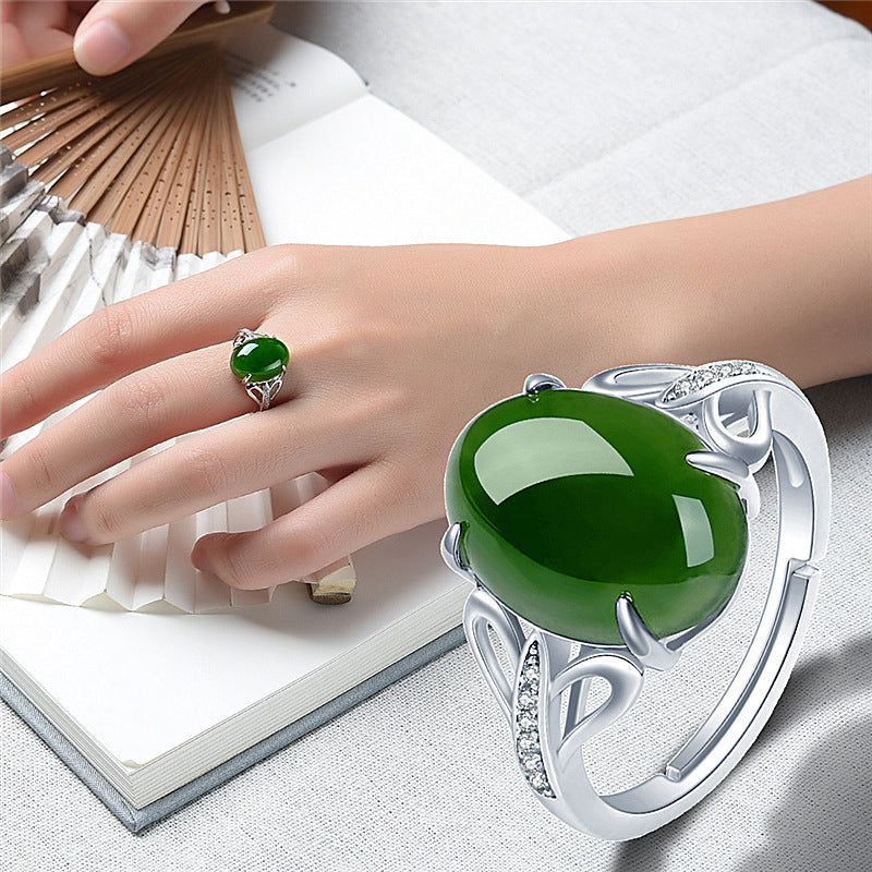 Statement Lady Fashion Green Agate Ring