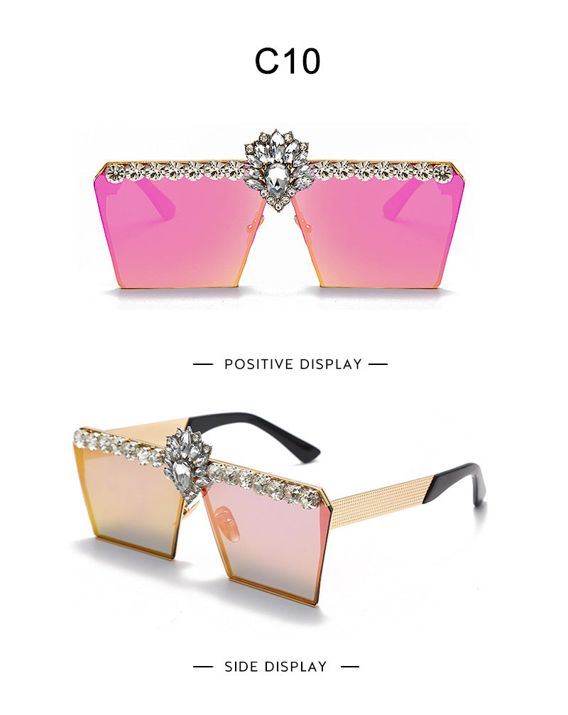 Spectacles On Ladies Diamond Fashion Square Sunglasses