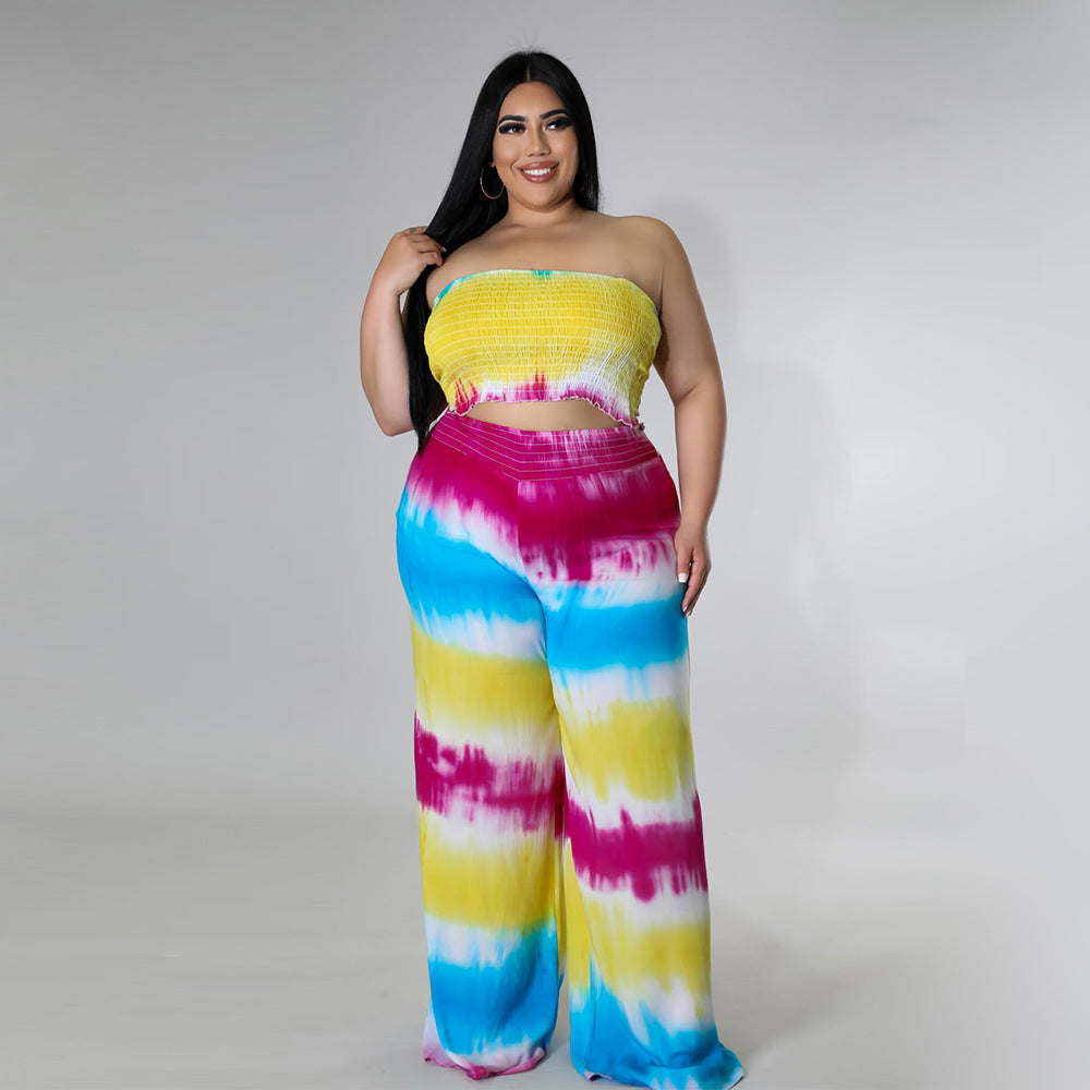 Sensational Essentials Tie-dye Chest-wrapped Two-piece Suit