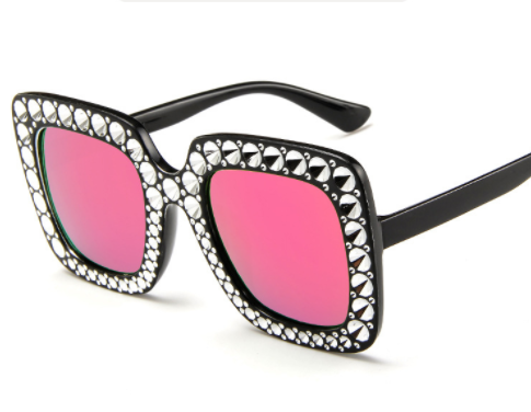 Spectacles On Shining Diamond Big Frame Sunglasses