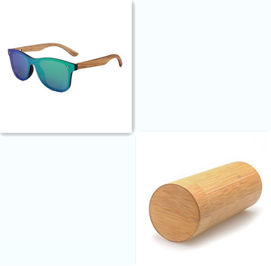 Spectacles On Natural Bamboo Wooden Sunglasses