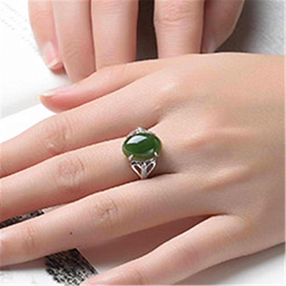 Statement Lady Fashion Green Agate Ring