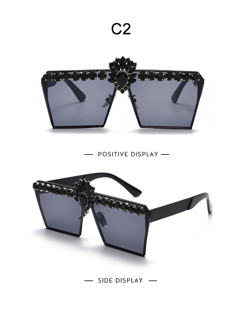 Spectacles On Ladies Diamond Fashion Square Sunglasses