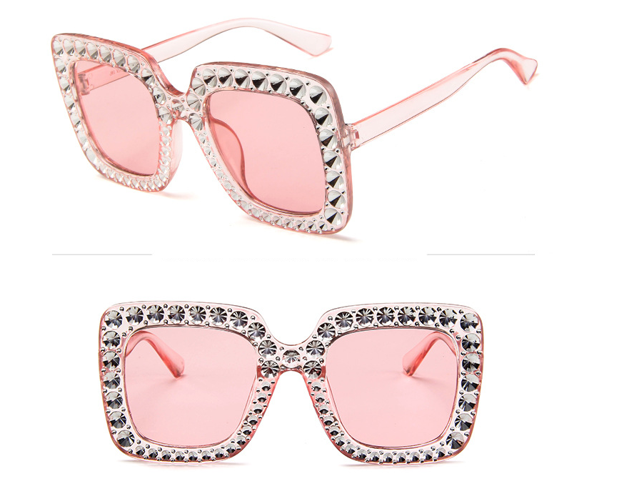 Spectacles On Shining Diamond Big Frame Sunglasses