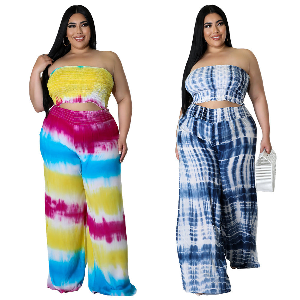 Sensational Essentials Tie-dye Chest-wrapped Two-piece Suit